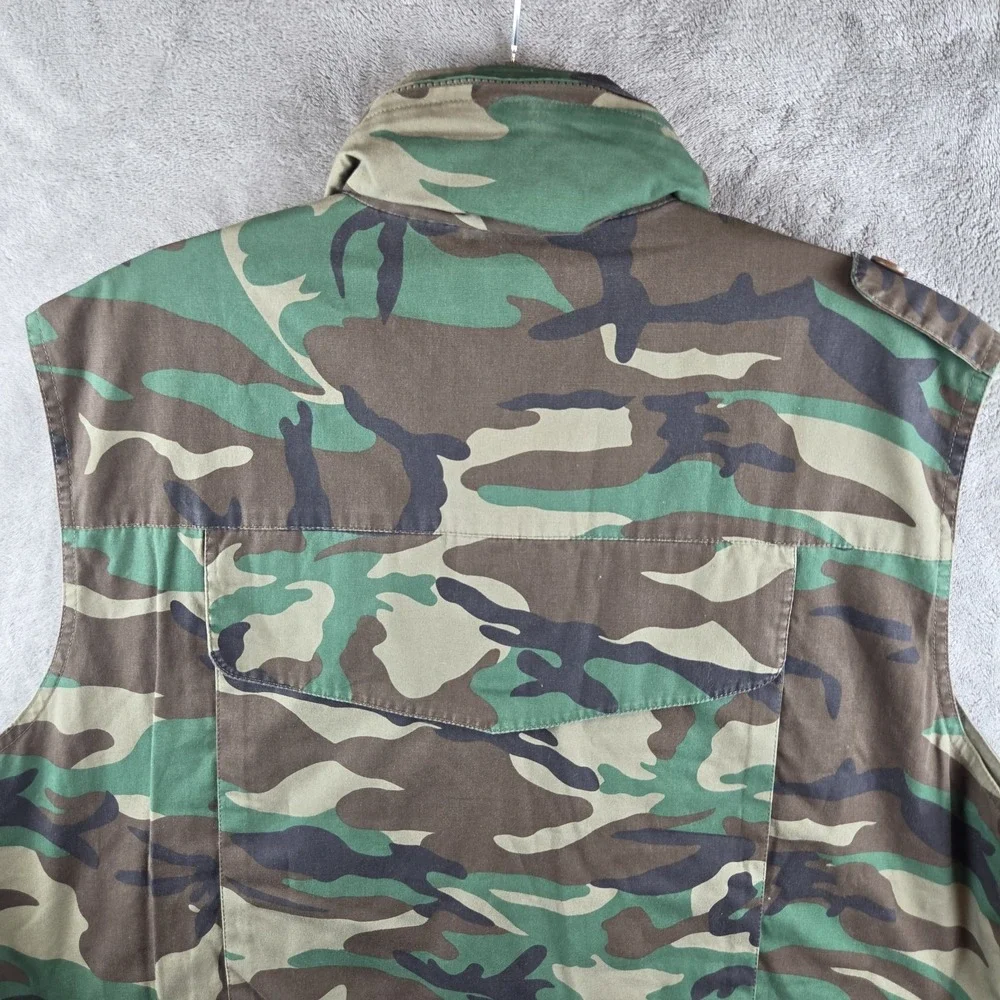 Rothco Ranger Vest Woodland Jungle Camo Full Zip Utility Stowaway Hood Men XL